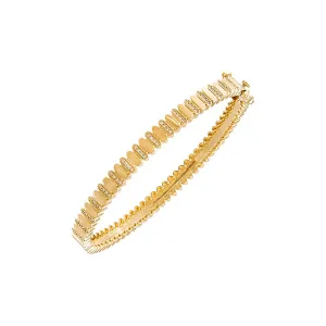 Diamond Pave Accented Ridged Bangle 14K