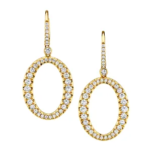 Diamond "O" Dangle Earrings in Yellow Gold, 2.06 Carats Total