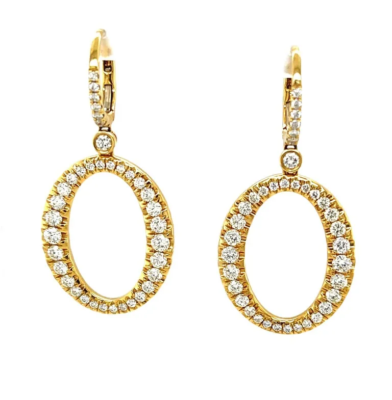 Diamond "O" Dangle Earrings in Yellow Gold, 2.06 Carats Total