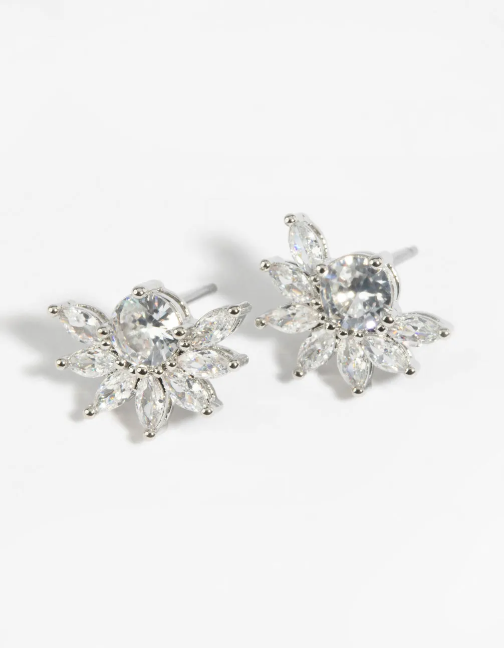 Diamond Simulant Flower Necklace & Earrings Set