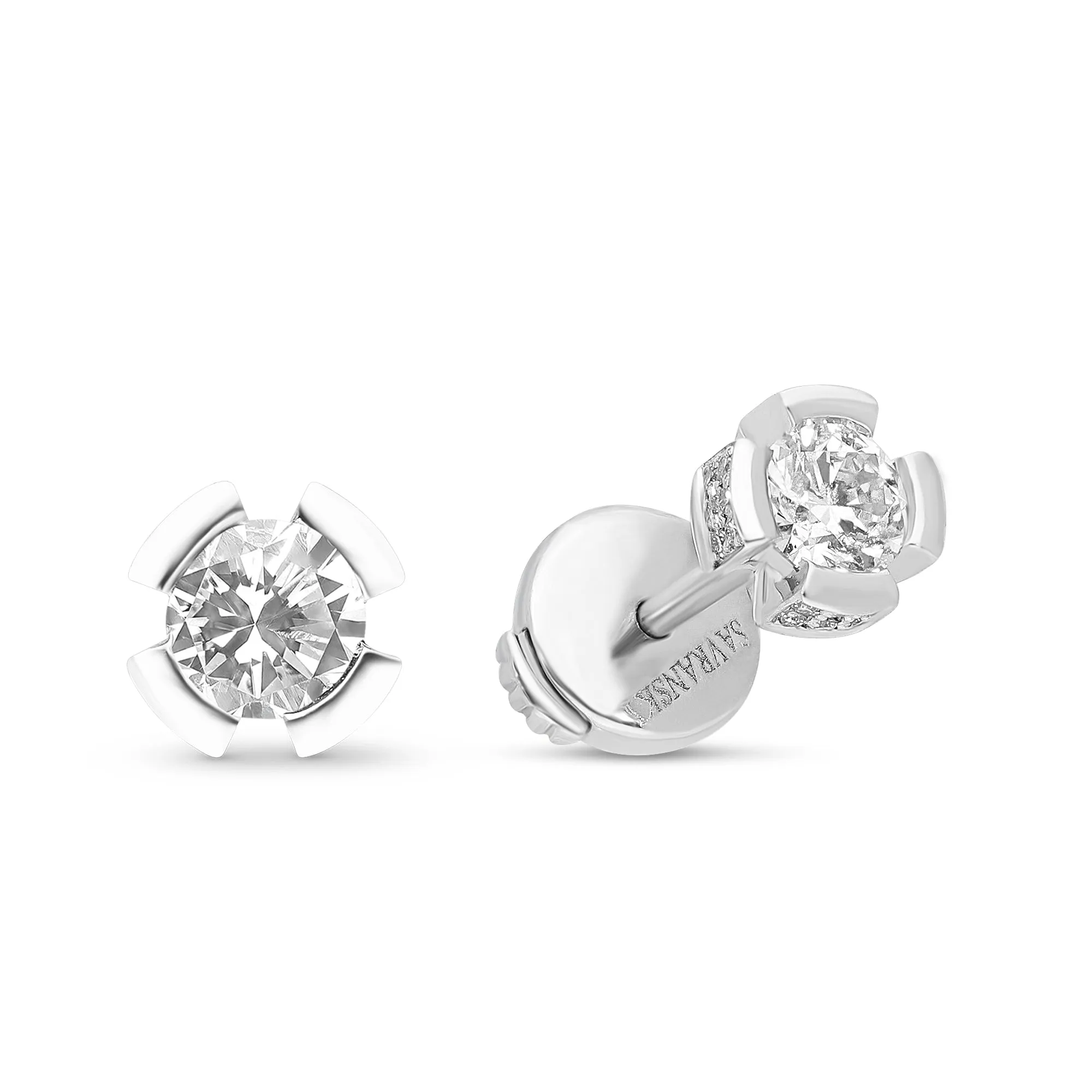 Diamond Solitaire Studs in Split Bezel Setting - 0.7 Carat