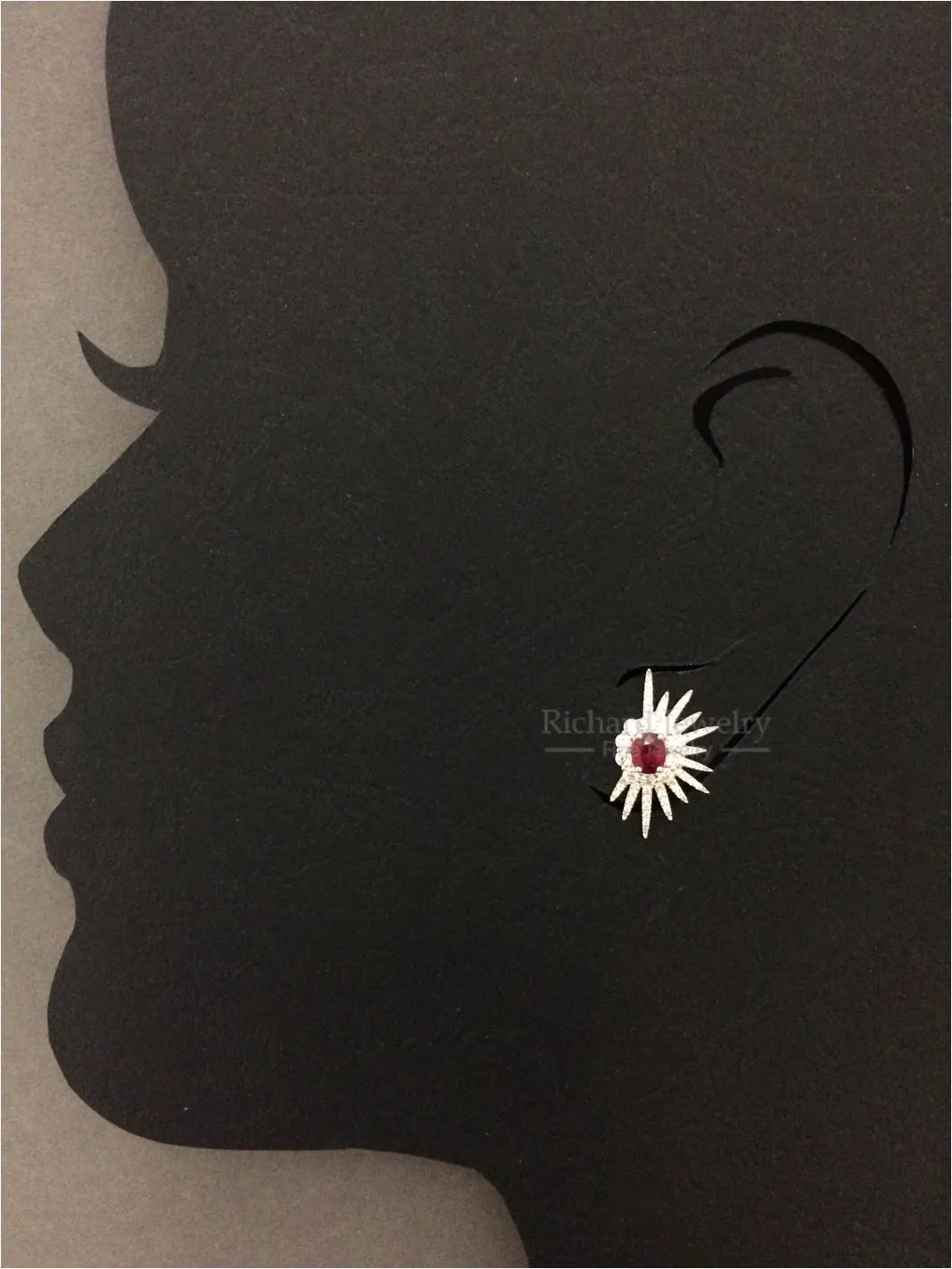 Diamond Starburst & Ruby Earrings