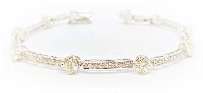 Diamond Station  Bracelet in 14k White Gold (3.80 ct. tw.)