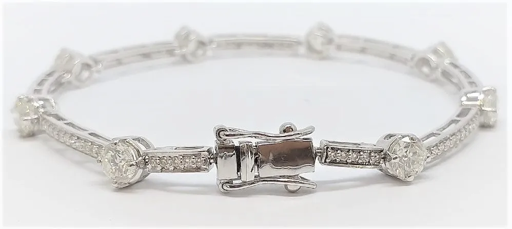 Diamond Station  Bracelet in 14k White Gold (3.80 ct. tw.)