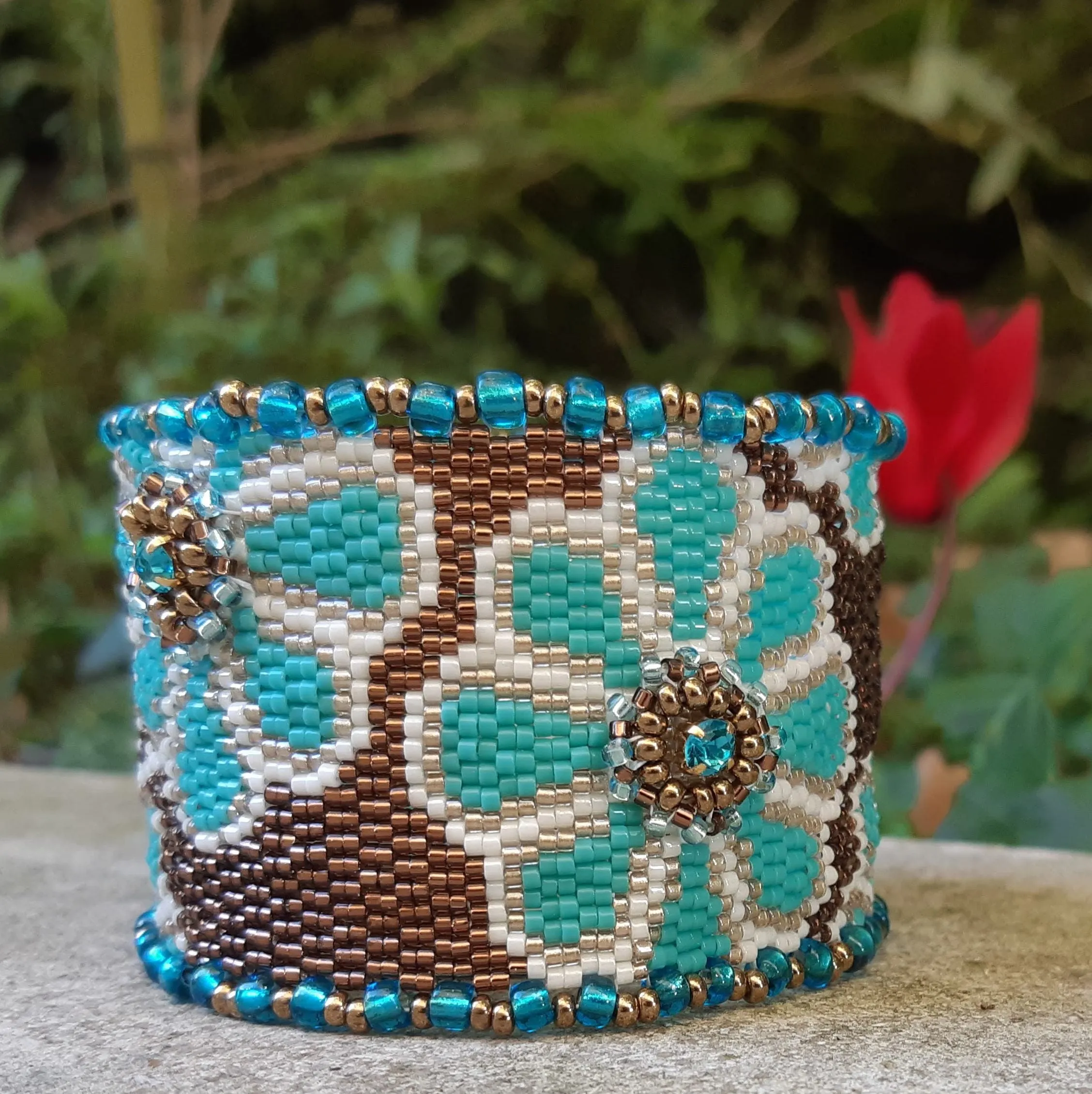 DIY Vertical Peyote Pattern - Bracelet CHAPALA MAXI FLEURI