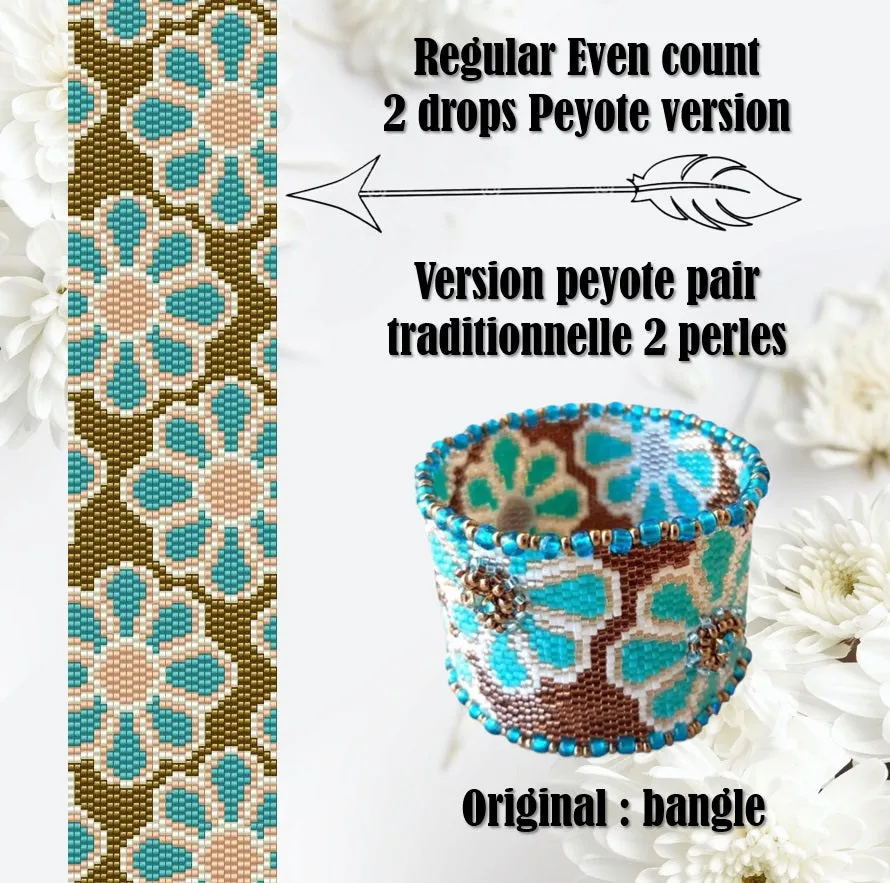 DIY Vertical Peyote Pattern - Bracelet CHAPALA MAXI FLEURI