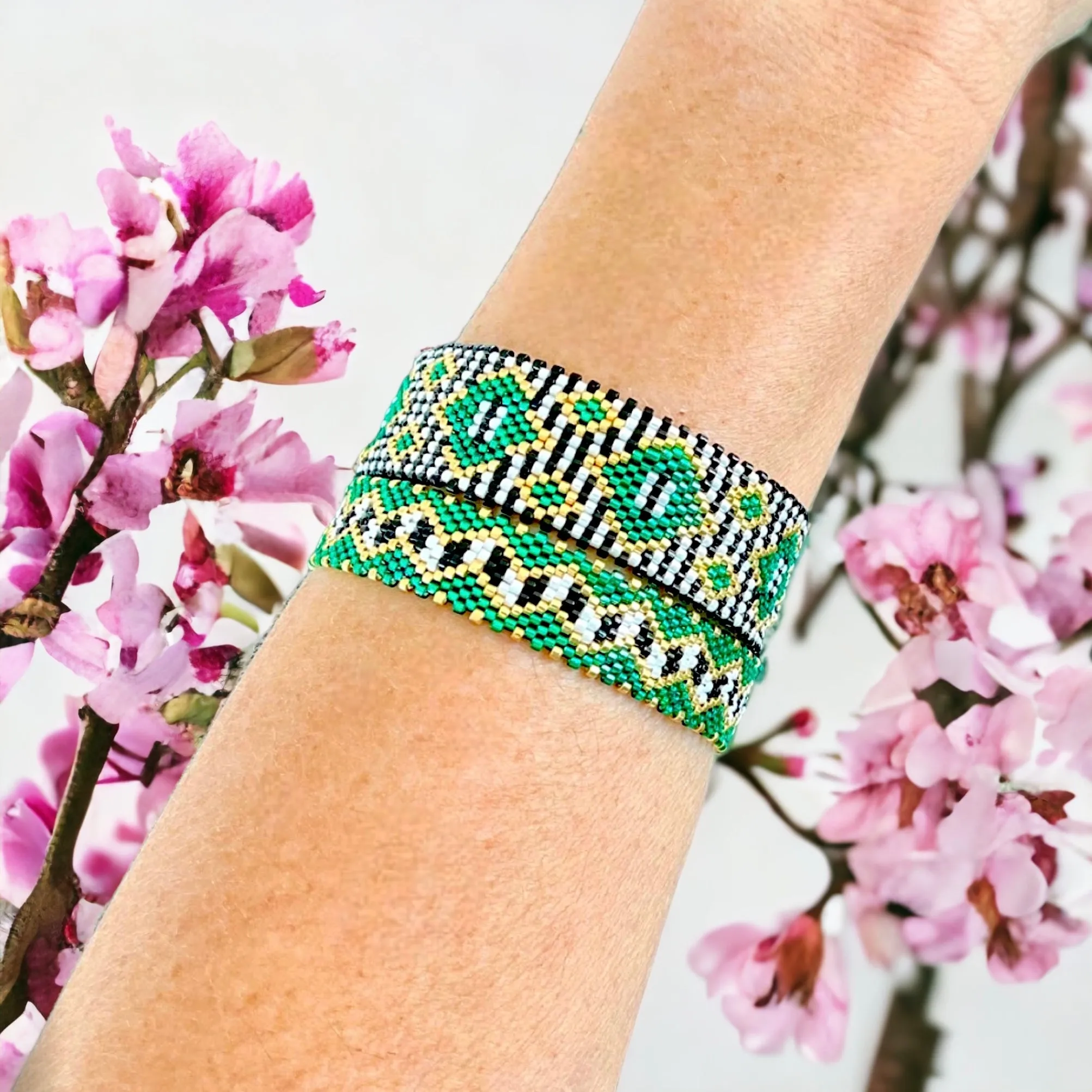 DIY Vertical Peyote Pattern - Bracelet EMERAUDE