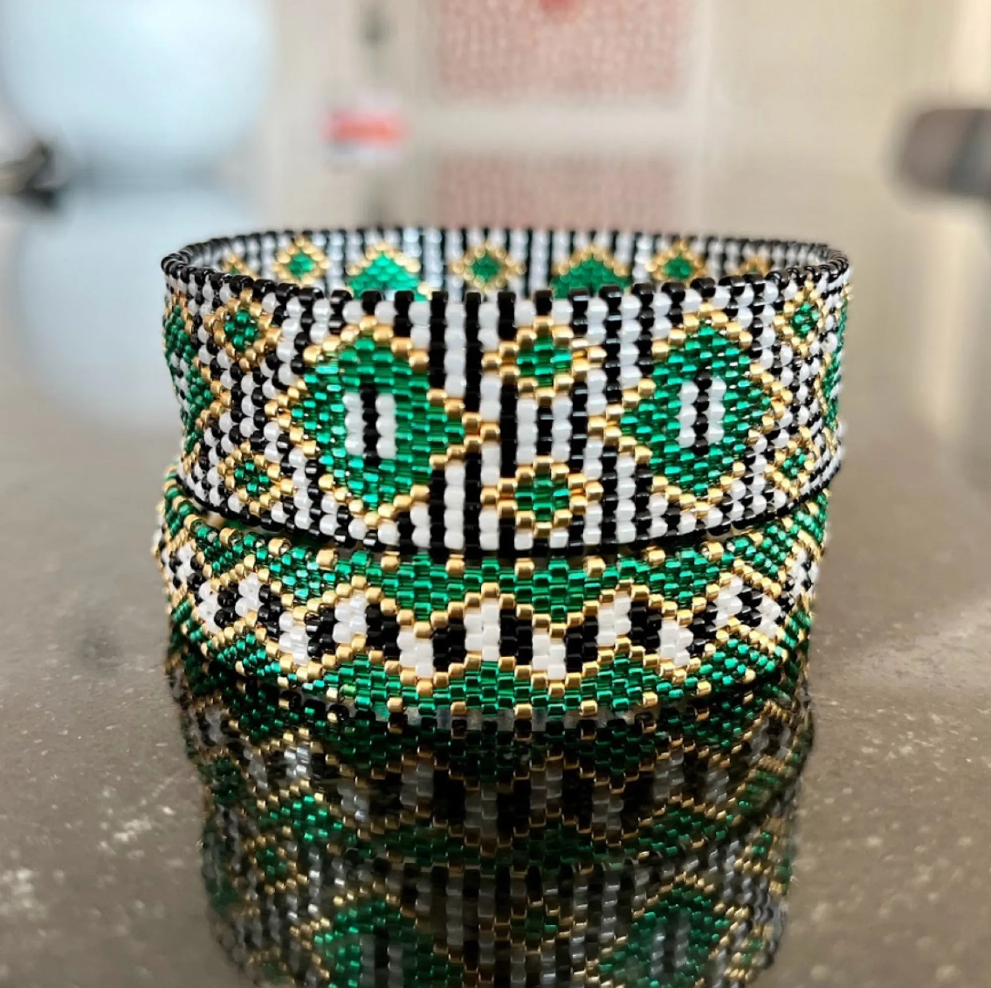 DIY Vertical Peyote Pattern - Bracelet EMERAUDE