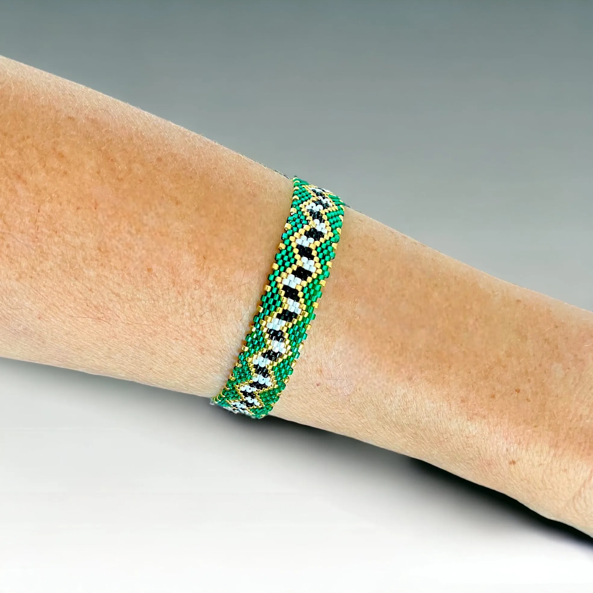 DIY Vertical Peyote Pattern - Bracelet EMERAUDE