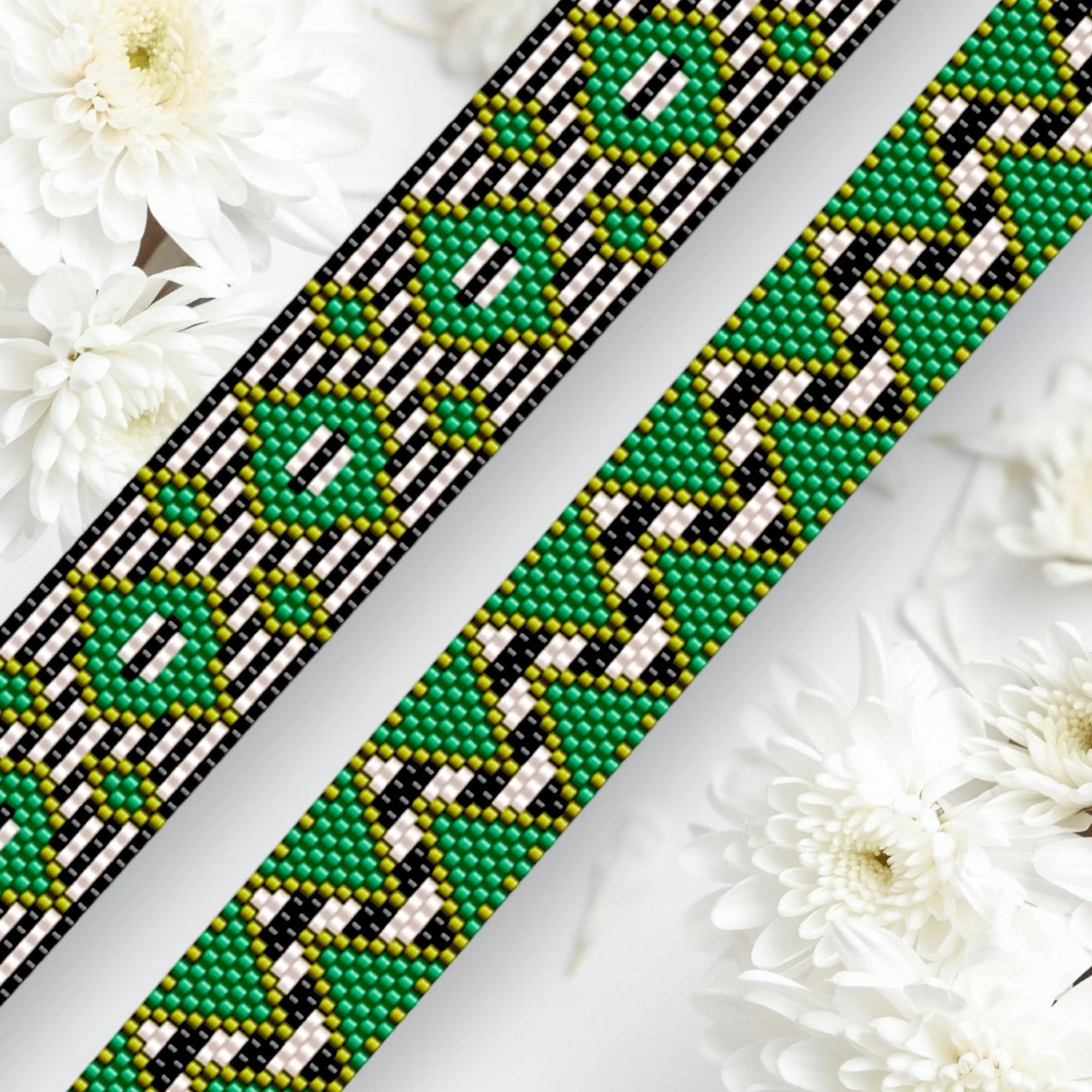 DIY Vertical Peyote Pattern - Bracelet EMERAUDE