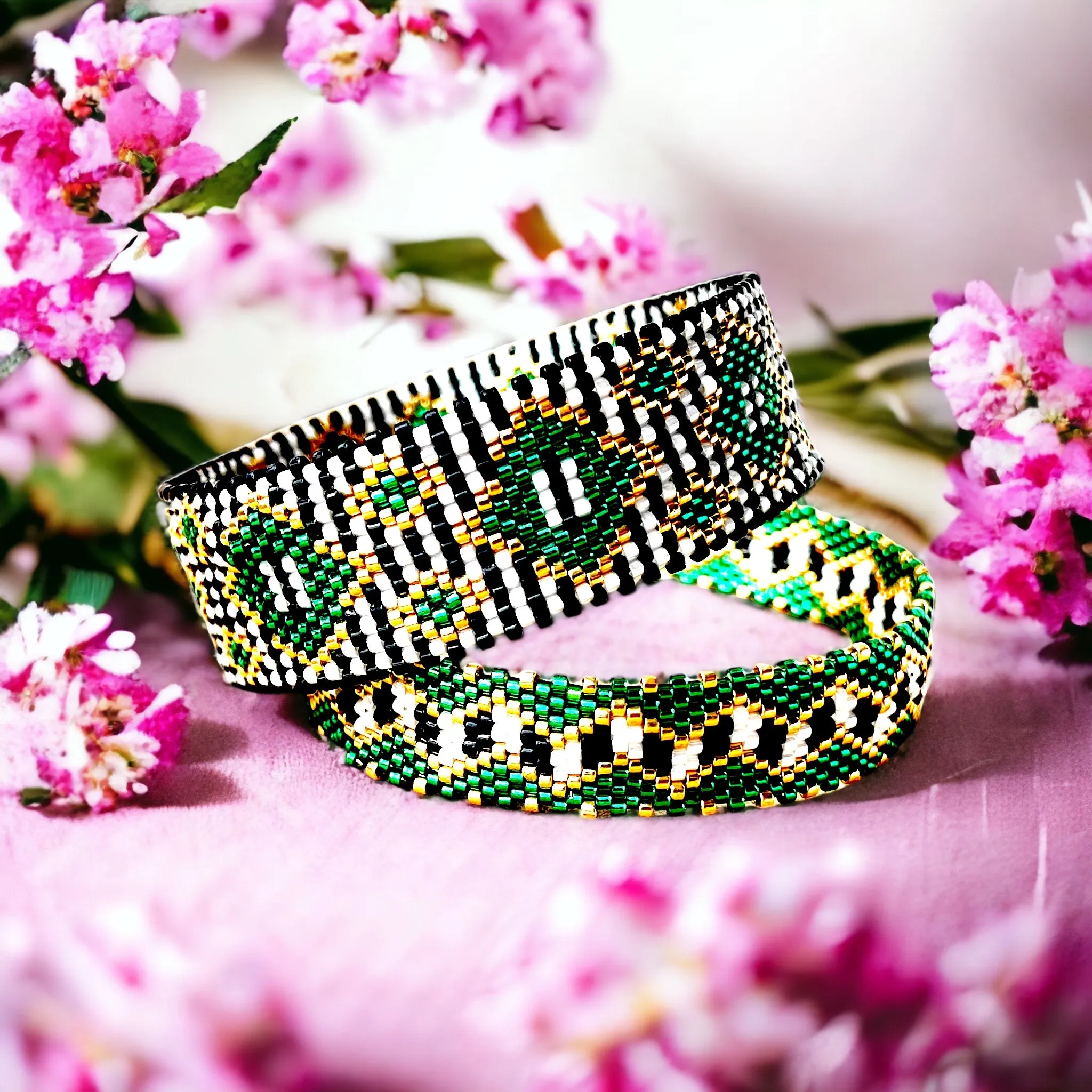 DIY Vertical Peyote Pattern - Bracelet EMERAUDE