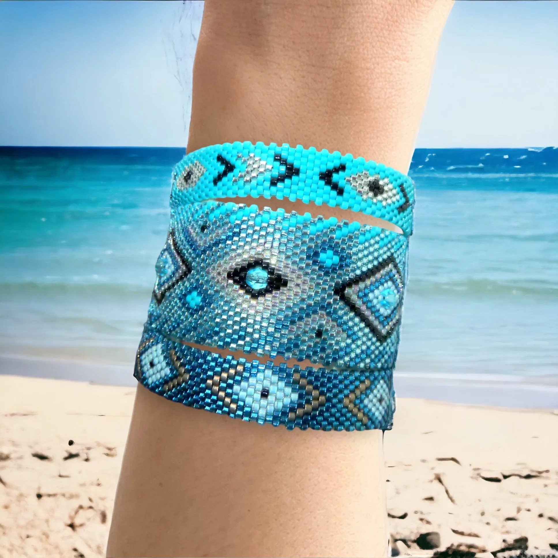 DIY Vertical Peyote Pattern - Bracelet MERS DU SUD