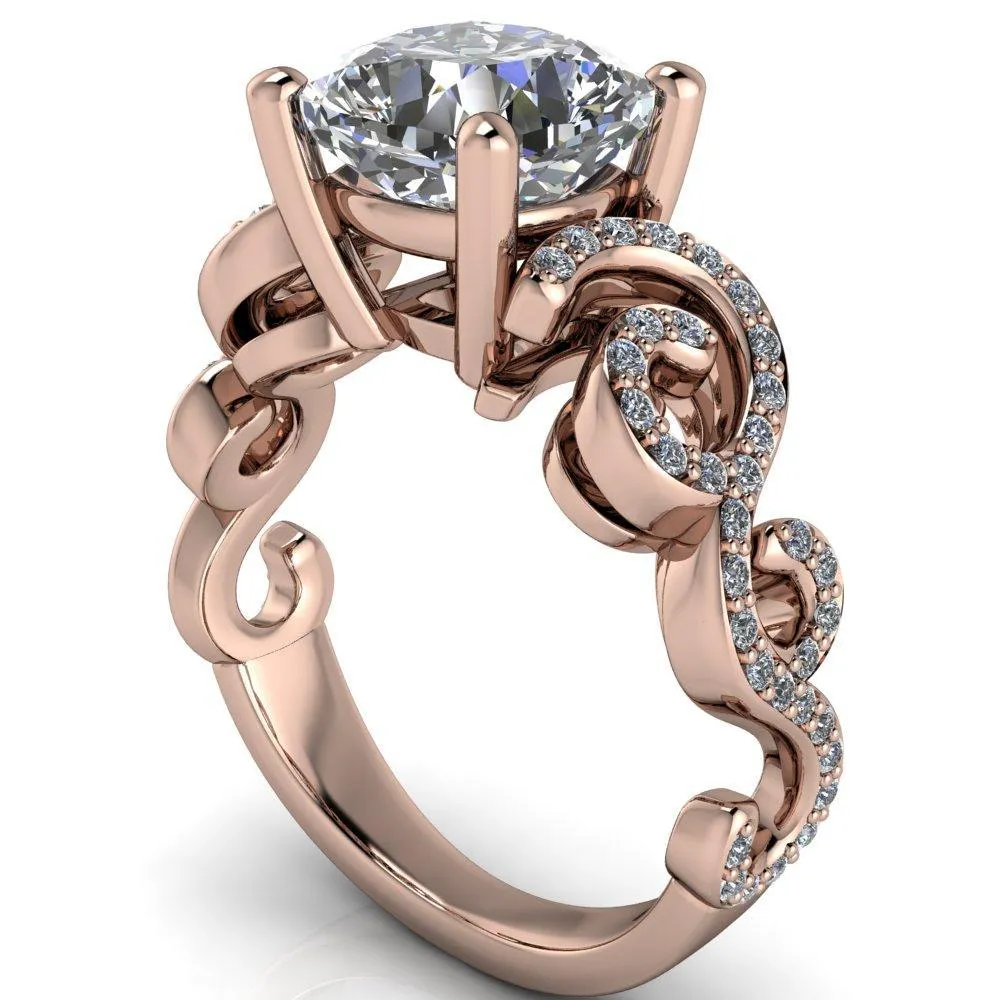 Dominique Cushion Center Stone 4 Prong Loop Band Engagement Ring