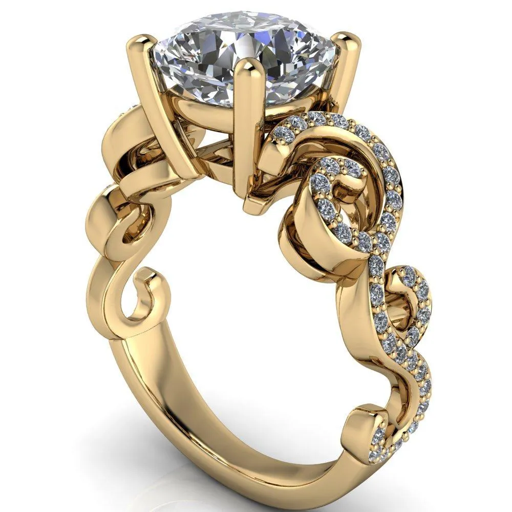 Dominique Cushion Center Stone 4 Prong Loop Band Engagement Ring