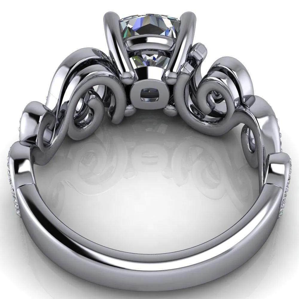 Dominique Cushion Center Stone 4 Prong Loop Band Engagement Ring