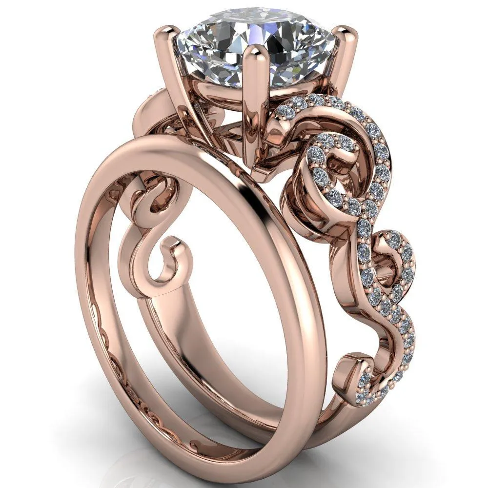 Dominique Cushion Center Stone 4 Prong Loop Band Engagement Ring