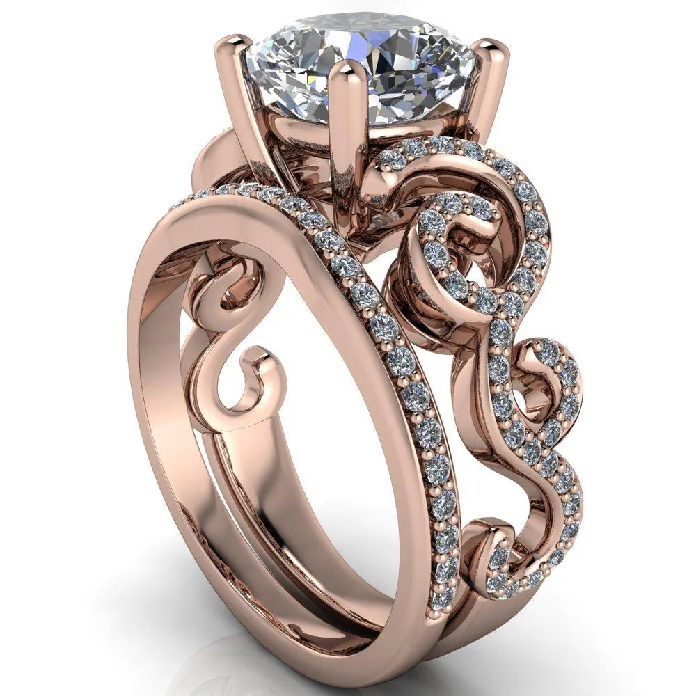 Dominique Cushion Center Stone 4 Prong Loop Band Engagement Ring