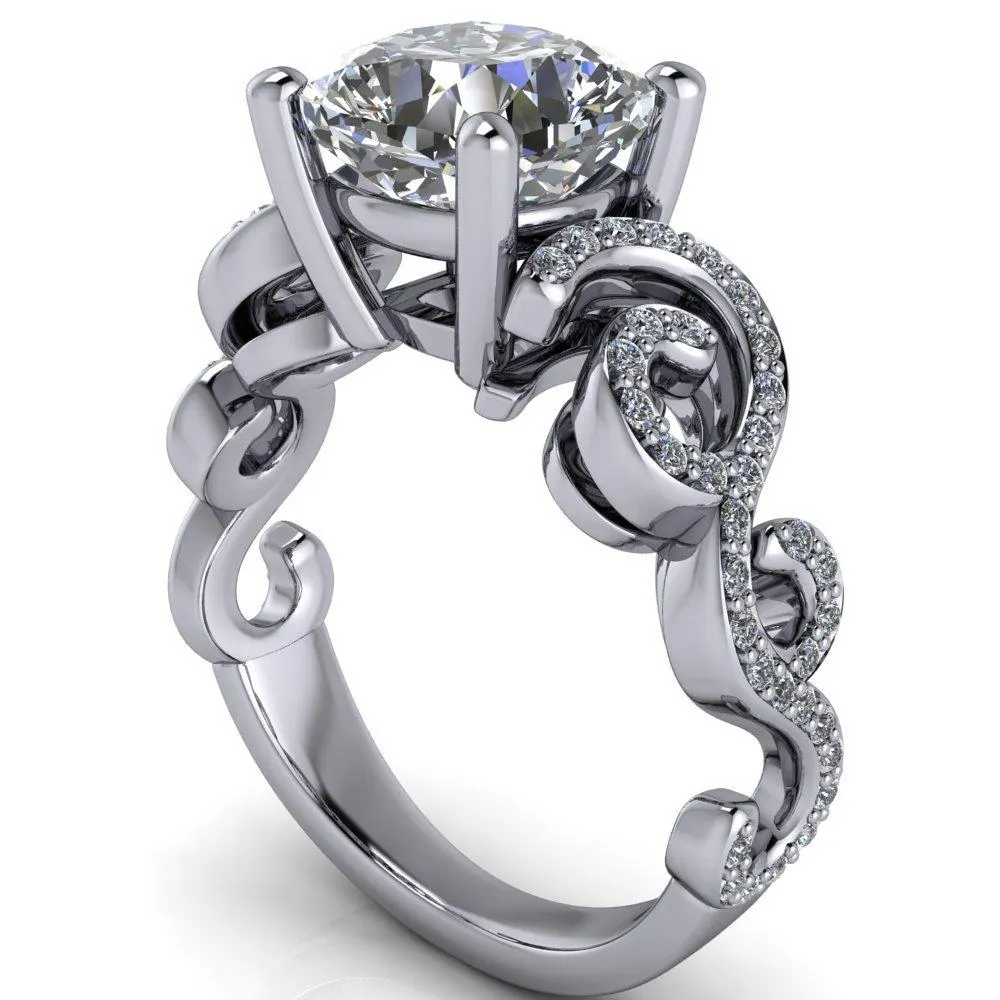 Dominique Cushion Center Stone 4 Prong Loop Band Engagement Ring