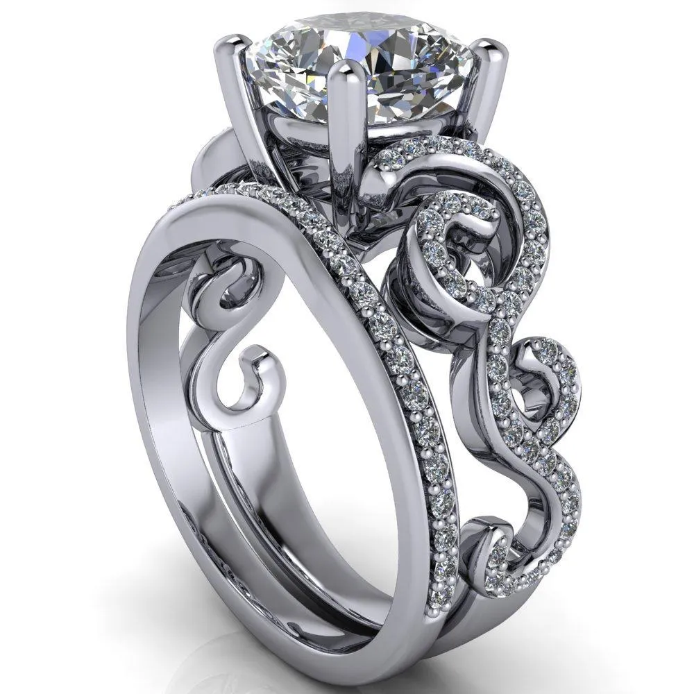 Dominique Cushion Center Stone 4 Prong Loop Band Engagement Ring