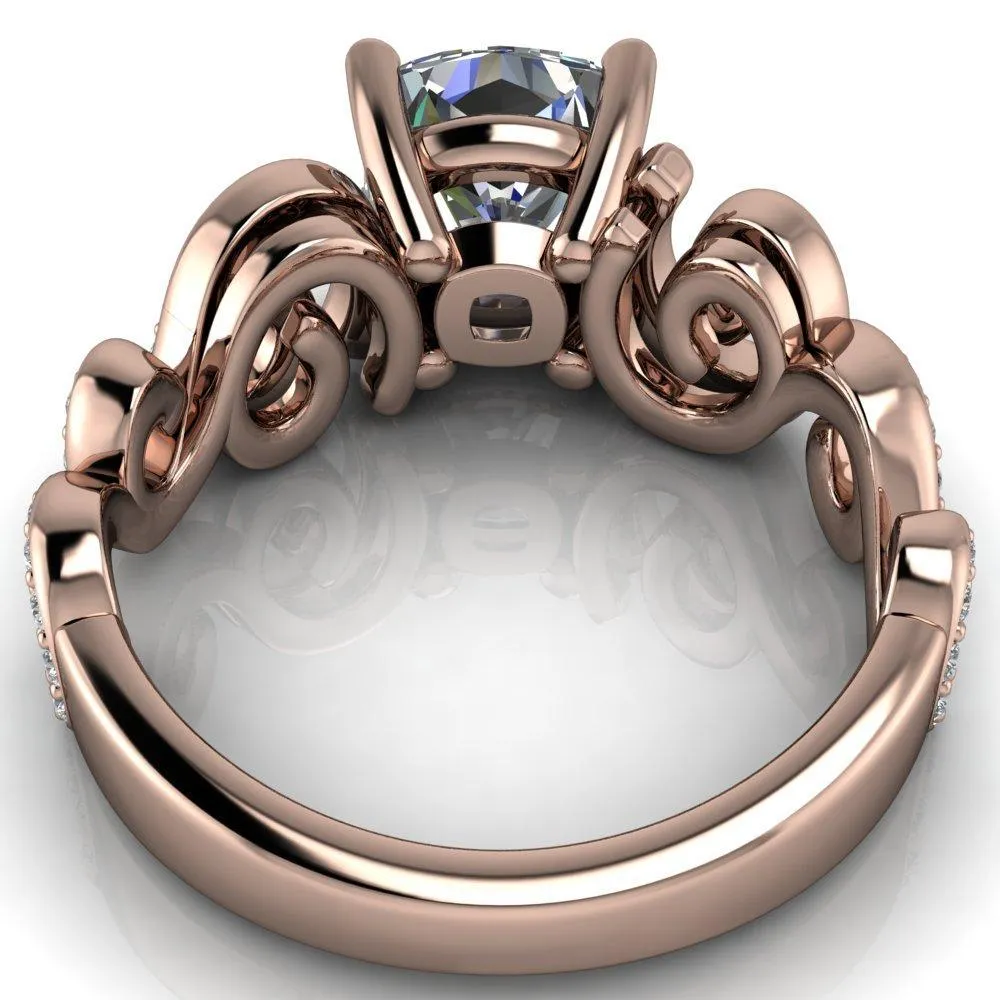 Dominique Cushion Center Stone 4 Prong Loop Band Engagement Ring