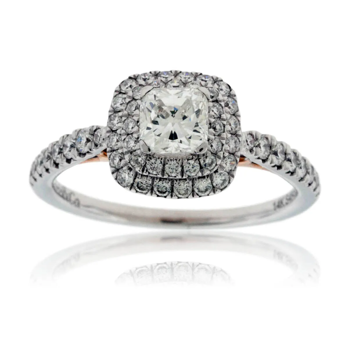 Double Halo Cushion Cut Diamond Engagement Ring