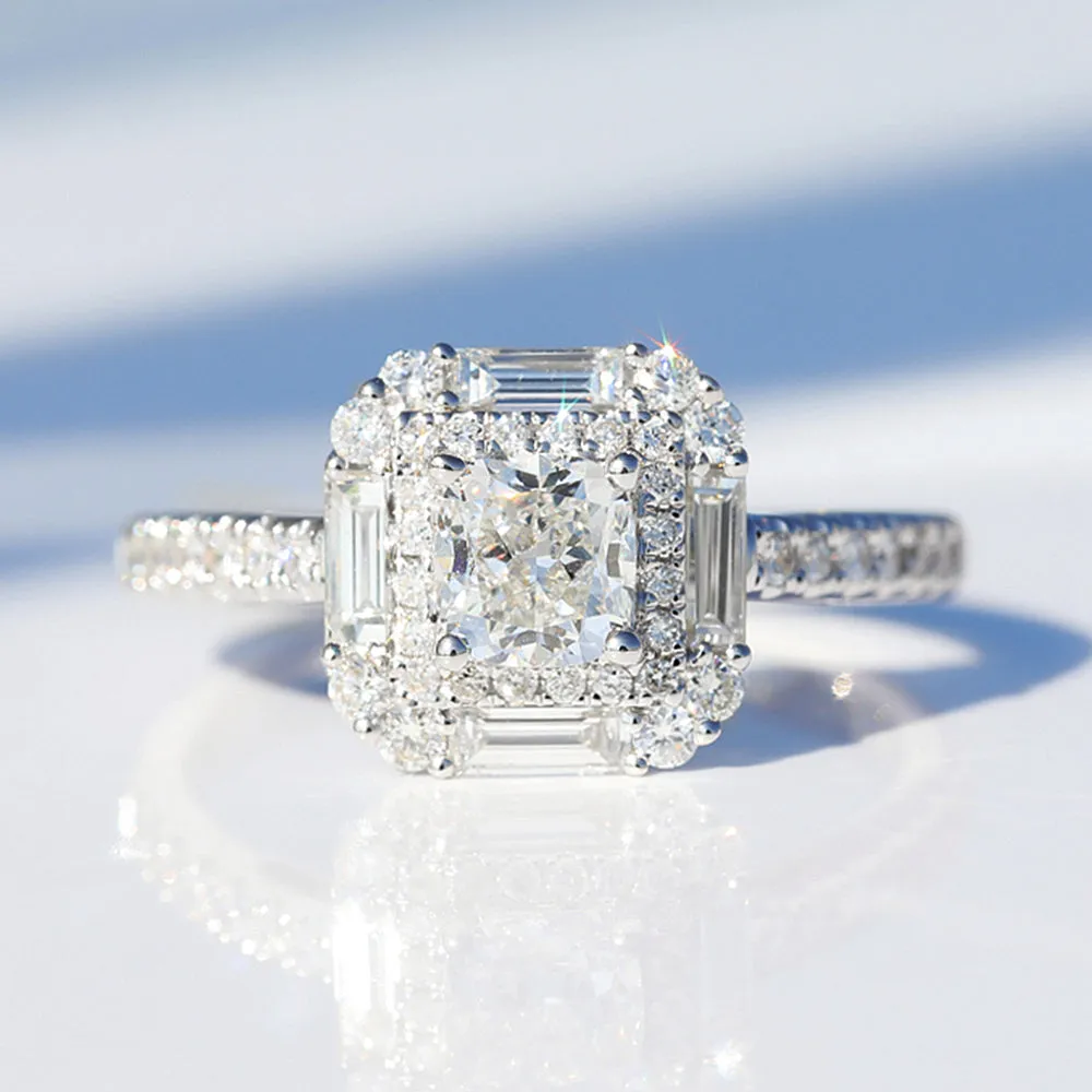 Double Halo Cushion Cut GIA Diamond Engagement Ring