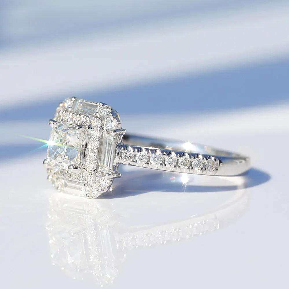 Double Halo Cushion Cut GIA Diamond Engagement Ring