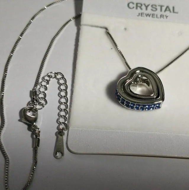 Double Heart Pendant Sweater chain Necklace