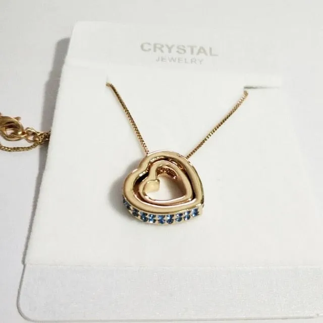 Double Heart Pendant Sweater chain Necklace