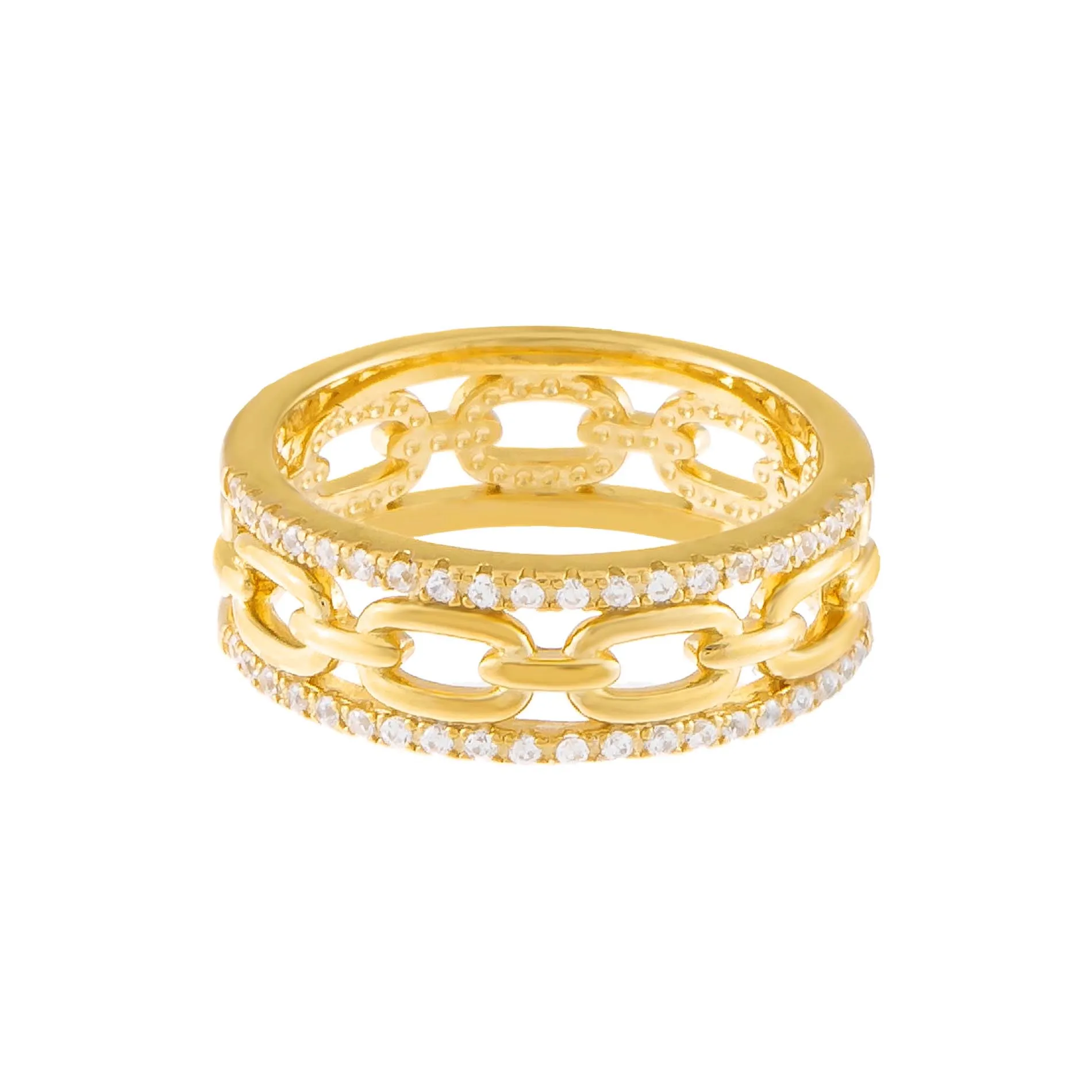 Double Pavé Chain Link Ring