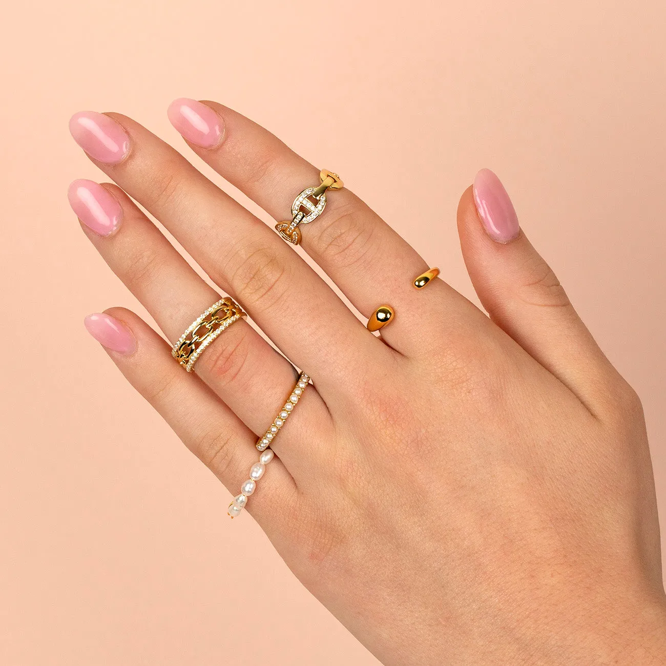 Double Pavé Chain Link Ring