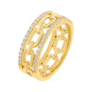 Double Pavé Chain Link Ring