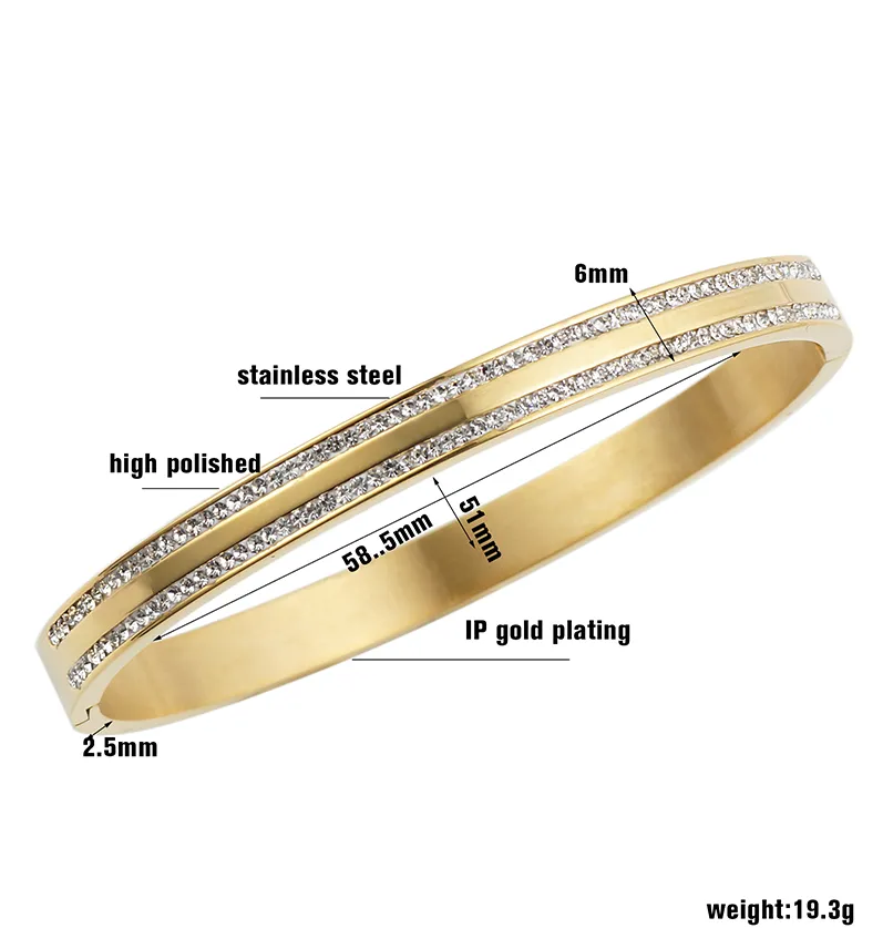 Double Row CZ Band Bangle Bracelet- Gold and Silver