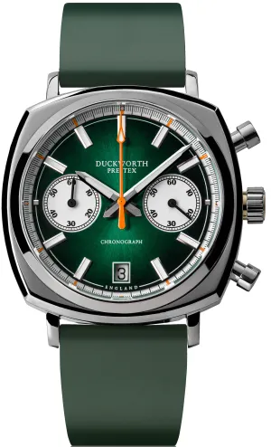 Duckworth Prestex Chronograph 42 Green Green Rubber Watch