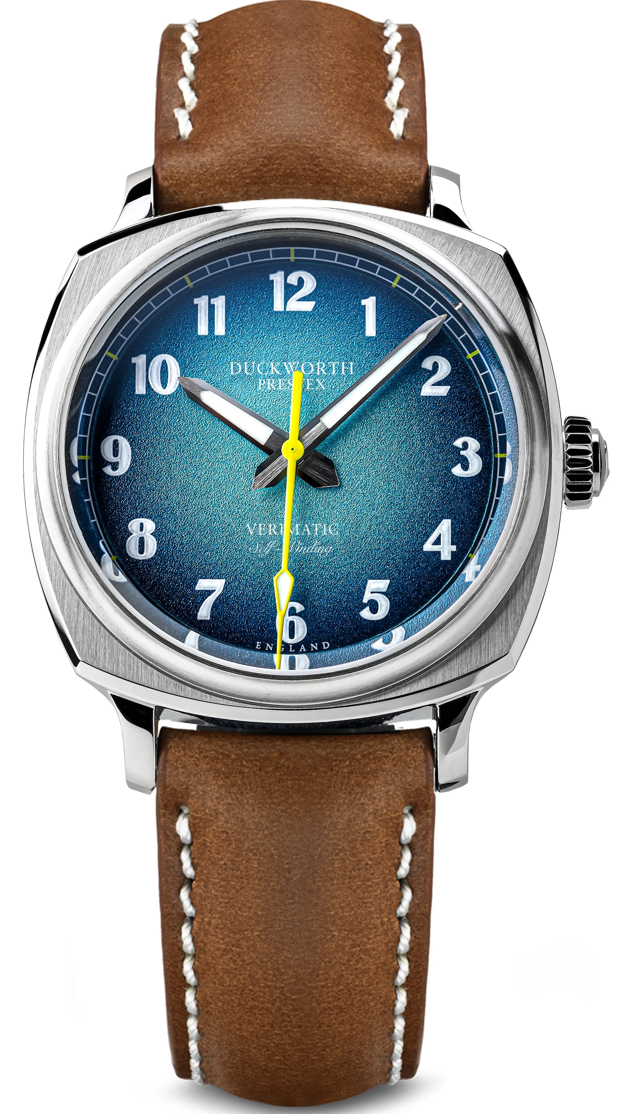 Duckworth Prestex Verimatic Blue Fume Brown Leather Watch
