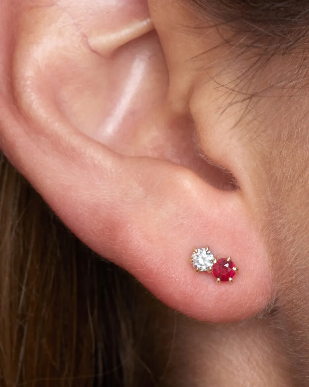Duo Ruby & Diamond Stud