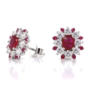 Earrings 14KW/2.3G 2RUBY-0.60CT 16RUBY-0.21CT 16RD-1.00CT