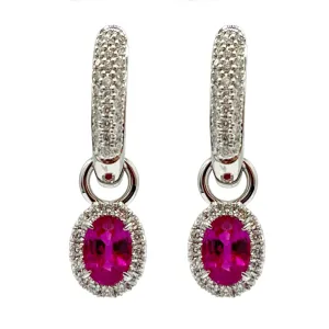 Earrings 18KW/6.0G 2RUBY-2.11CT 88RD-0.66CT