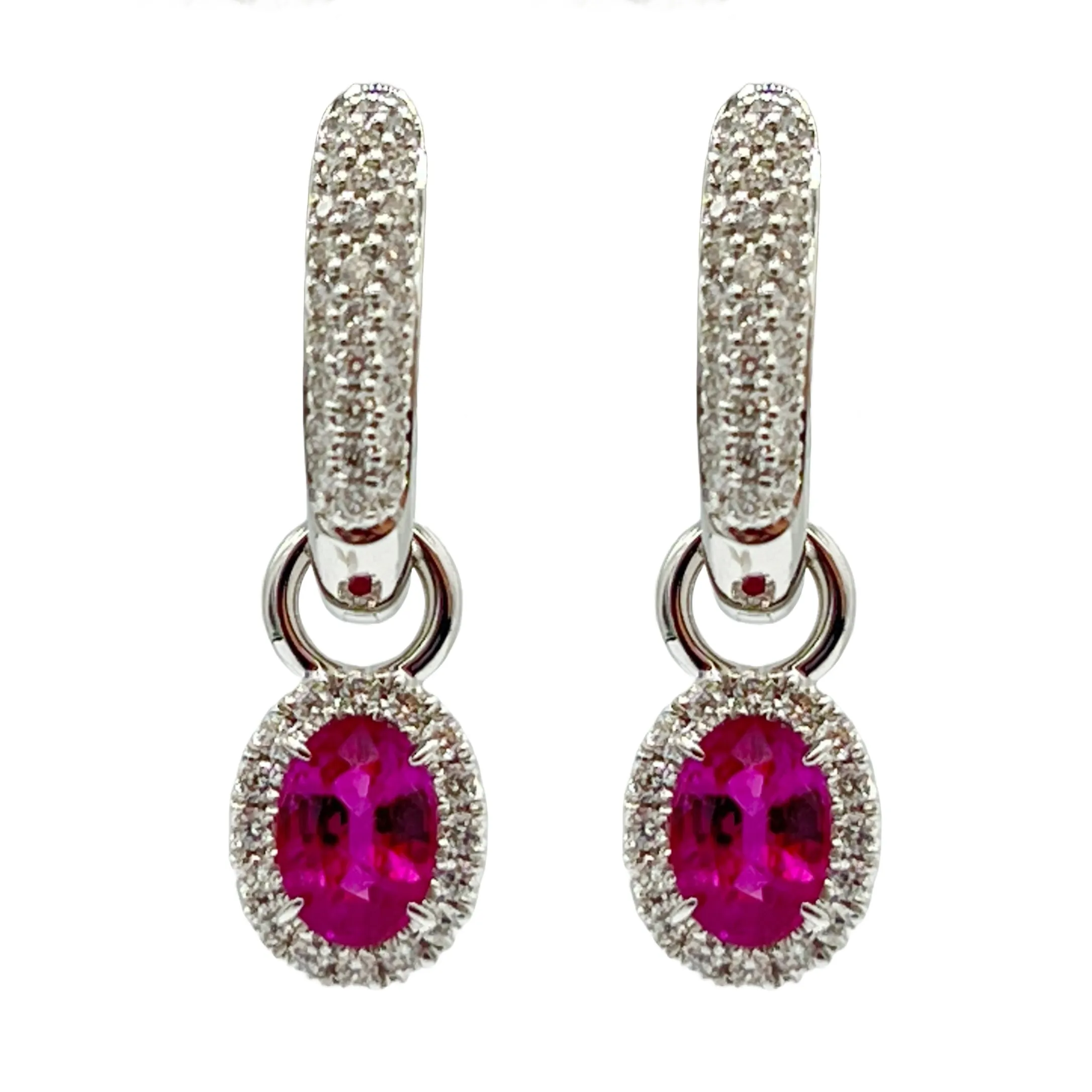 Earrings 18KW/6.0G 2RUBY-2.11CT 88RD-0.66CT