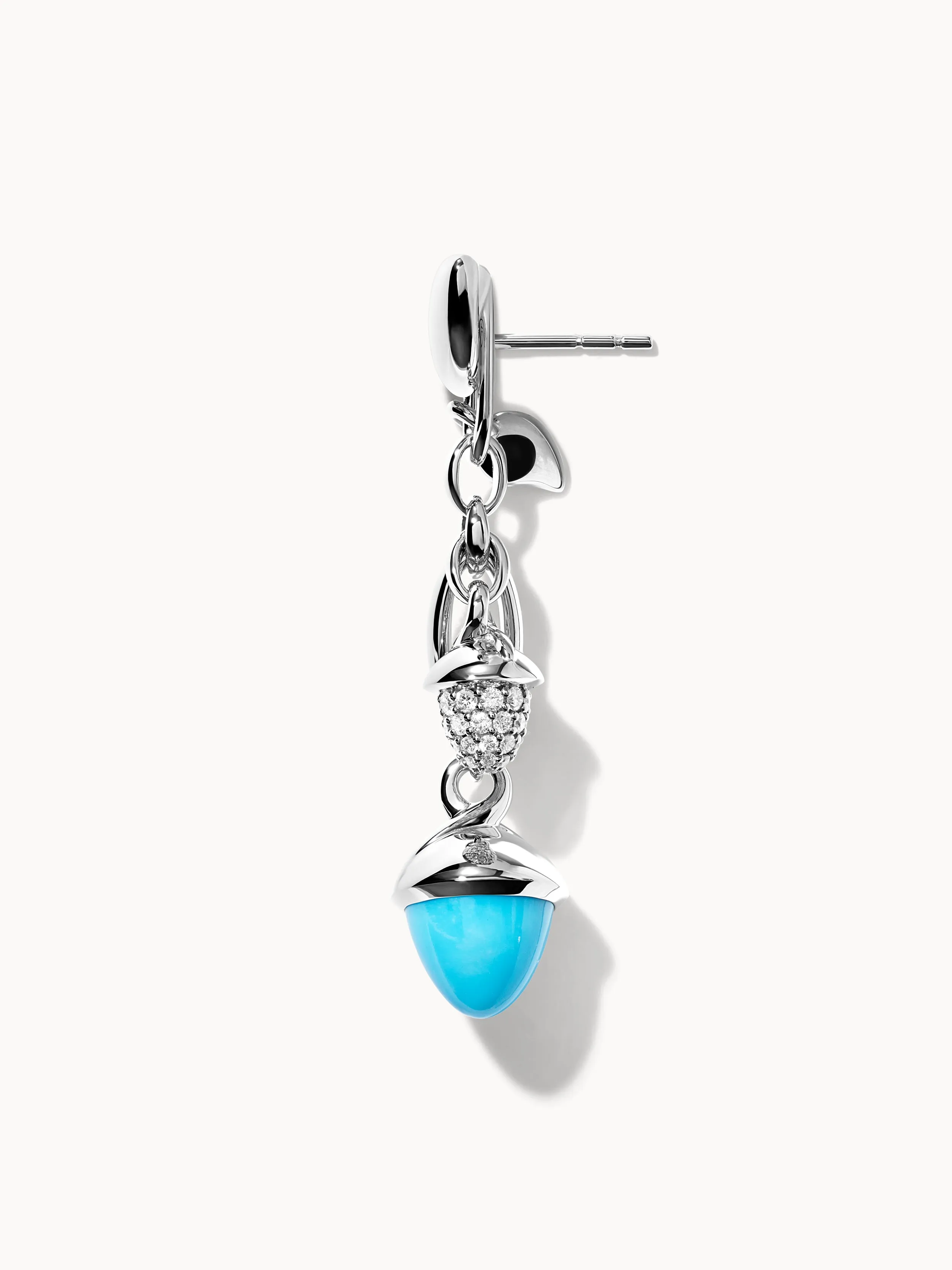 Earrings MIKADO Dangling 2 Acorns - 'Turquoise' with Diamond Pavé 'Turquoise' with Diamond Pavé