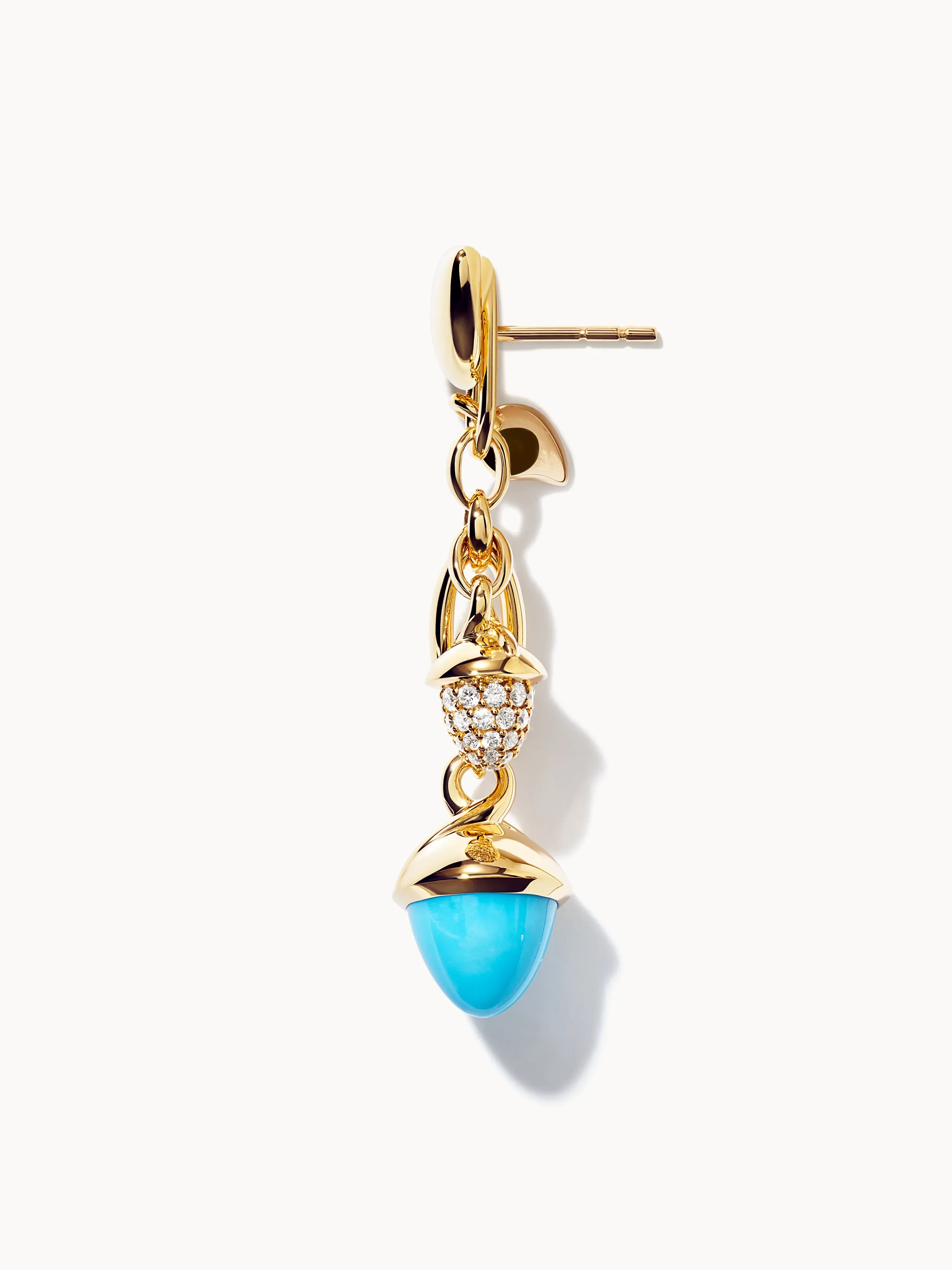 Earrings MIKADO Dangling 2 Acorns - 'Turquoise' with Diamond Pavé 'Turquoise' with Diamond Pavé