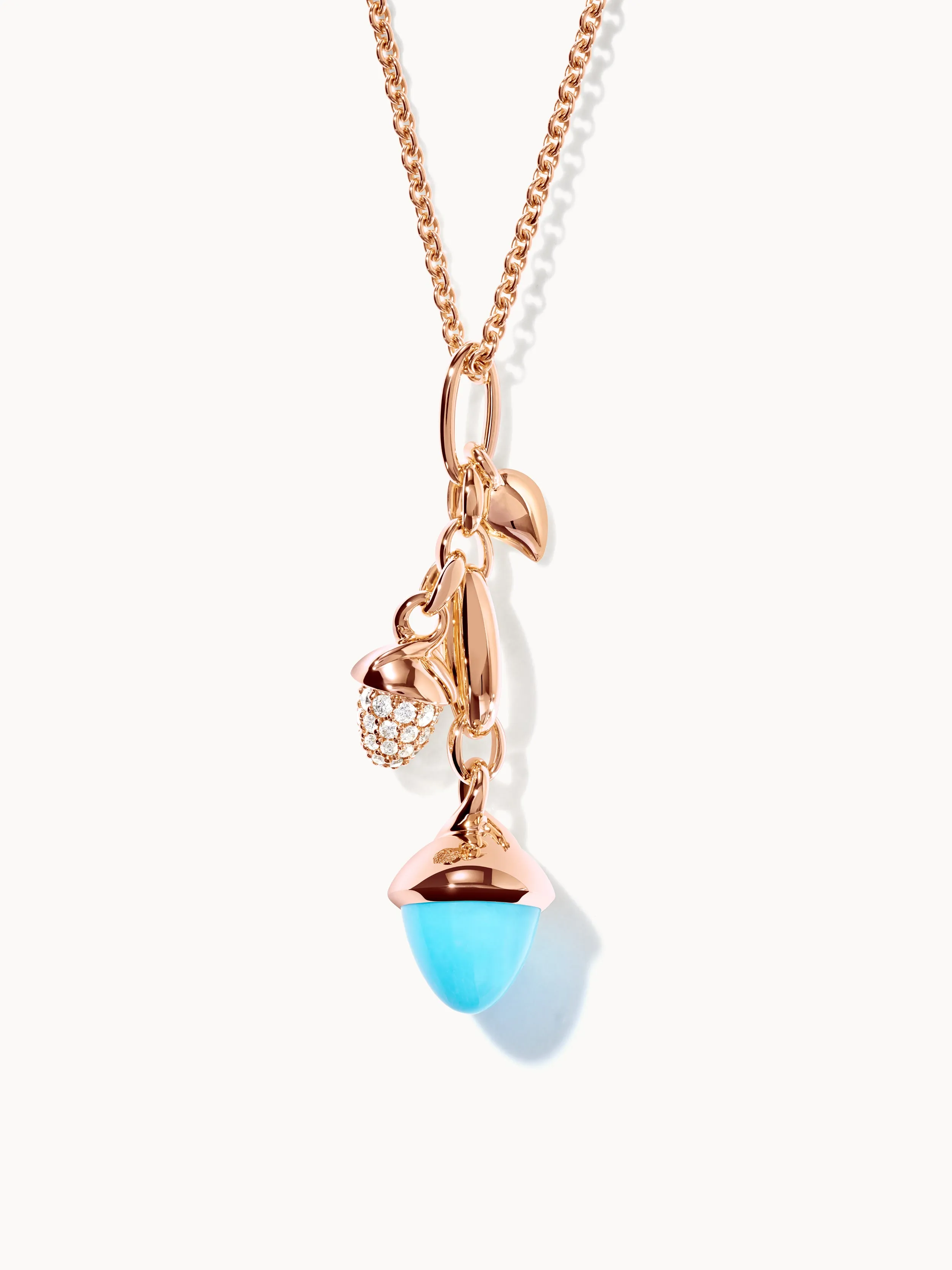 Earrings MIKADO Dangling 2 Acorns - 'Turquoise' with Diamond Pavé 'Turquoise' with Diamond Pavé