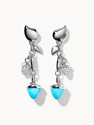 Earrings MIKADO Dangling 2 Acorns - 'Turquoise' with Diamond Pavé 'Turquoise' with Diamond Pavé