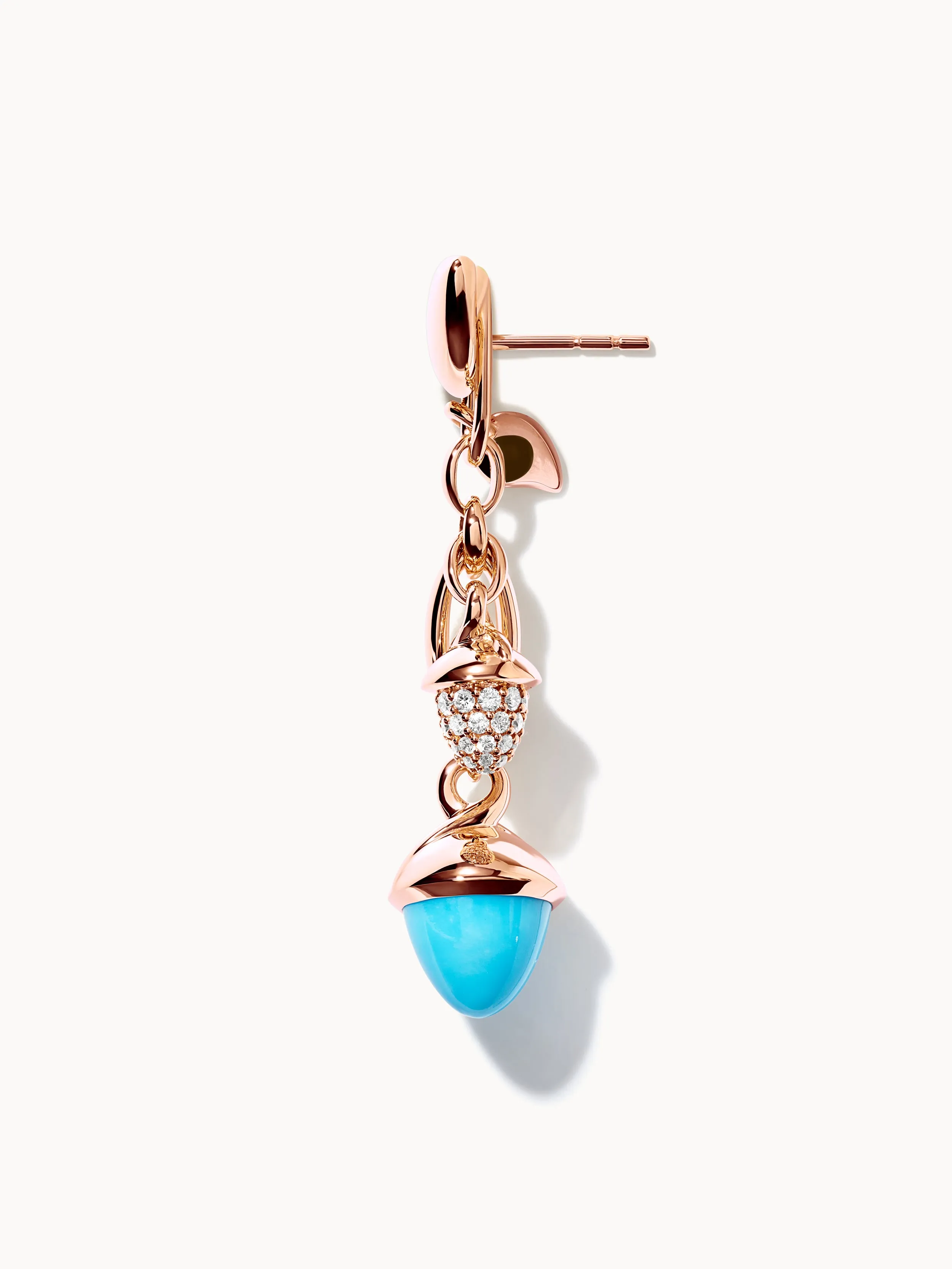 Earrings MIKADO Dangling 2 Acorns - 'Turquoise' with Diamond Pavé 'Turquoise' with Diamond Pavé