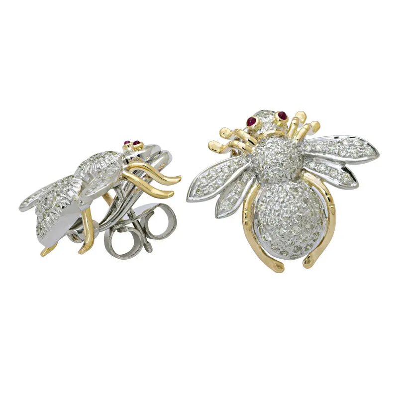 Earrings-Ruby and Diamond