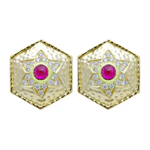Earrings-Ruby and Diamond