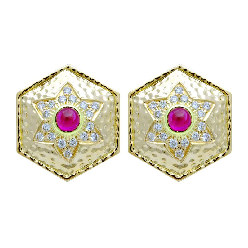 Earrings-Ruby and Diamond