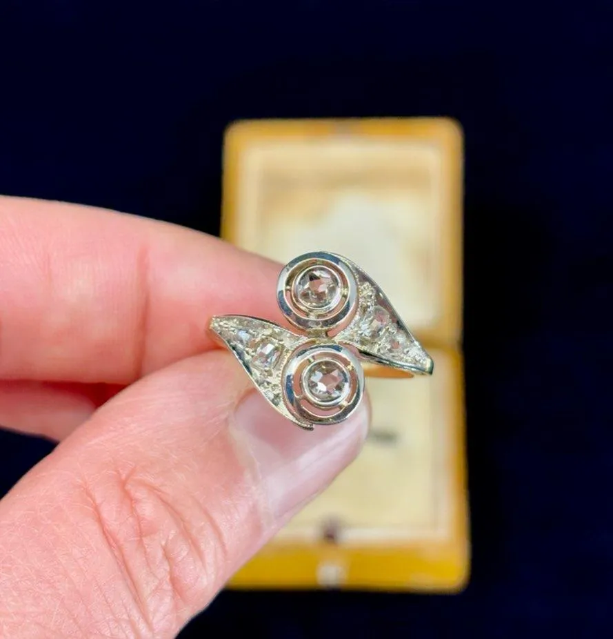Edwardian Diamond Crossover Ring