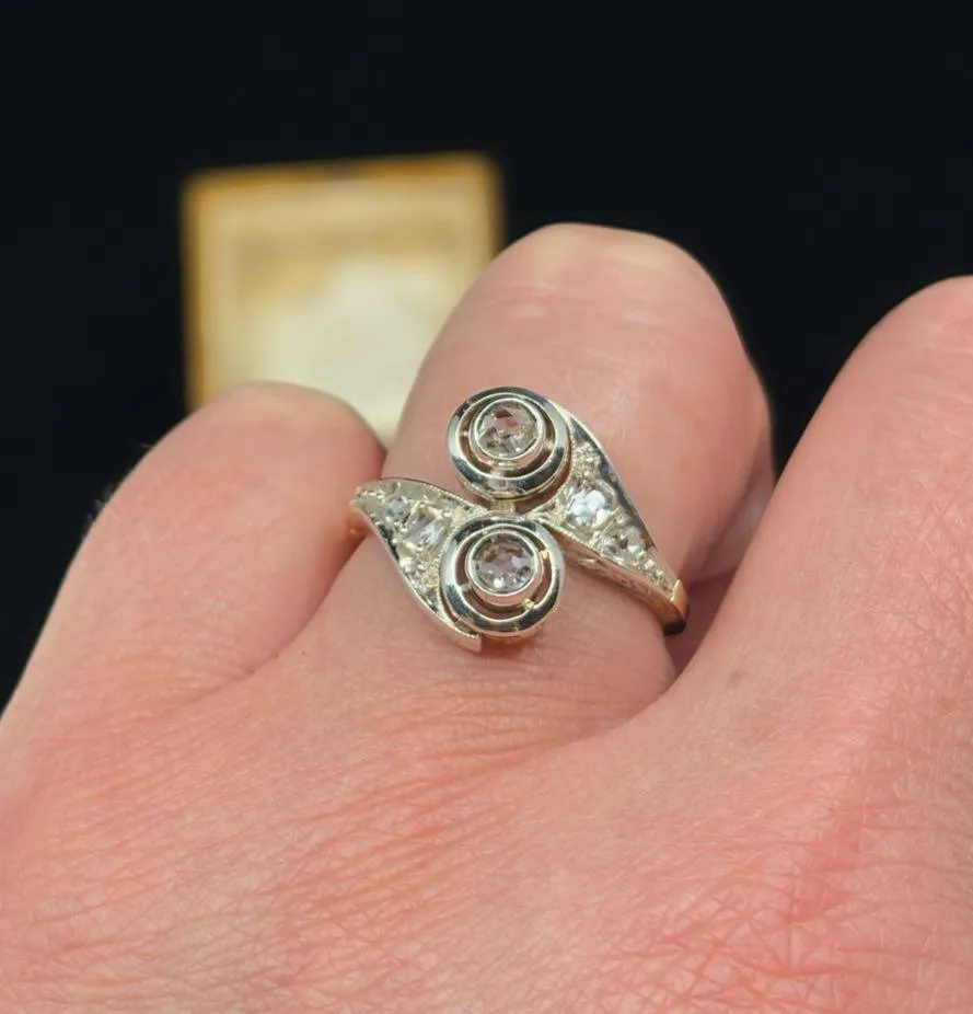 Edwardian Diamond Crossover Ring