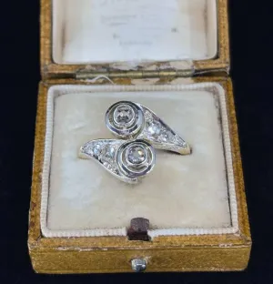 Edwardian Diamond Crossover Ring